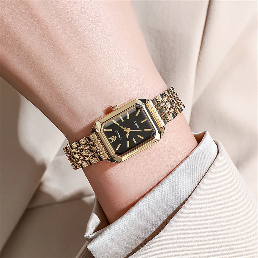 Women's Watch Light Luxury Brand Stainless Steel Chain Business Clock Fashion Elegant Quartz Watch Reloj W124