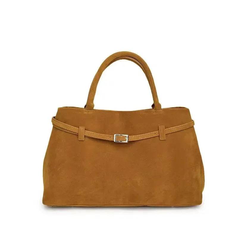 Buckle Decorative Design Solid Faux Suede Handbag Large Capacity Hasp Casual Tote 2024 Hot Sale Bags for Women Bolsas Femininas - Imbasat