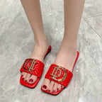 Women Luxury Decor Weave Design Flat Sandals Fashion Open-toe Vacation Casual Slides Party Sexy Elegant Office-Ladies New Shoes - Imbasat
