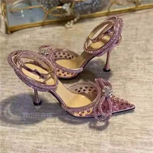 Large Size Sandals Stiletto Heels Round Toe Black Shoes for Women Big Beige Comfort High Low Fashion Rhinestone Girls Scandals R - Imbasat