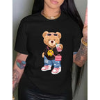 kawaii Little Bear Print T-shirt Short Sleeve Crew Neck