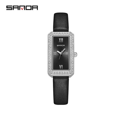 Sanda 1122 Trendy Design 2023 Hot Sale Rectangle Dial Waterproof Quartz Movement Business Women Analog Wrist Watch