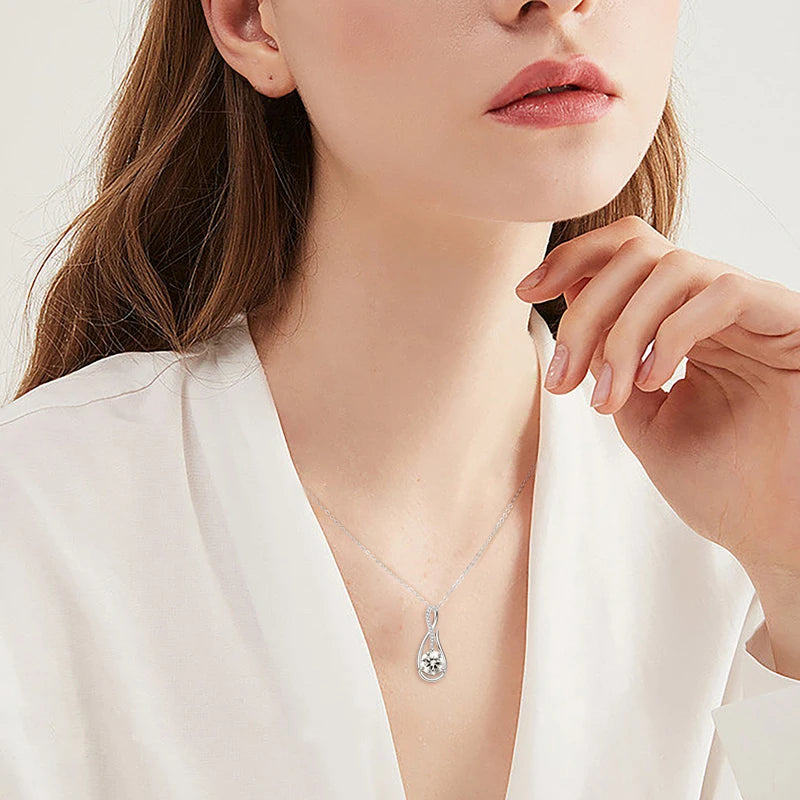 Silver 925 Infinity Necklace for Women 8mm 2CT D Color Moissanite Pendant Necklace