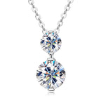 Anziw 925 Silver Sparking 1.7cttw. Two-stone Moissanite Pendant Necklace