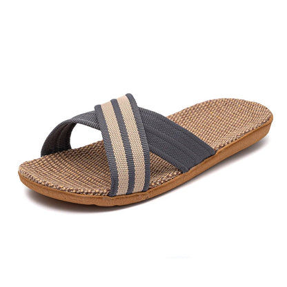 36-45  Flat Sandals Beach Slippers Summer Home Linen Lightweight Eva Non-Slip Slides For Men Women Indoor Outdoor Flip Flops