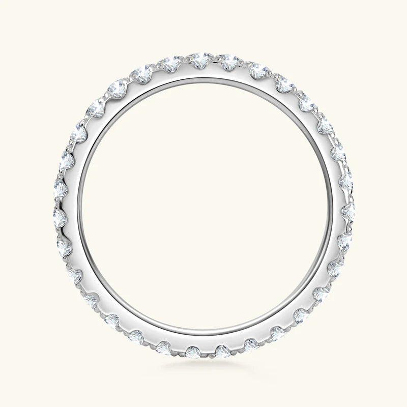 Anziw Full Eternity Bands 2mm Moissanite 925 Sterling Silver