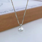 Huitan Round Imitation Pearl Pendant Necklace