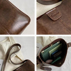 MOODS Retro Shoulder Tote Bag Set For Women Wide Strap Soft PU Leather Crossbody Bags With Small Purse Large Capacity Shoppers - Imbasat