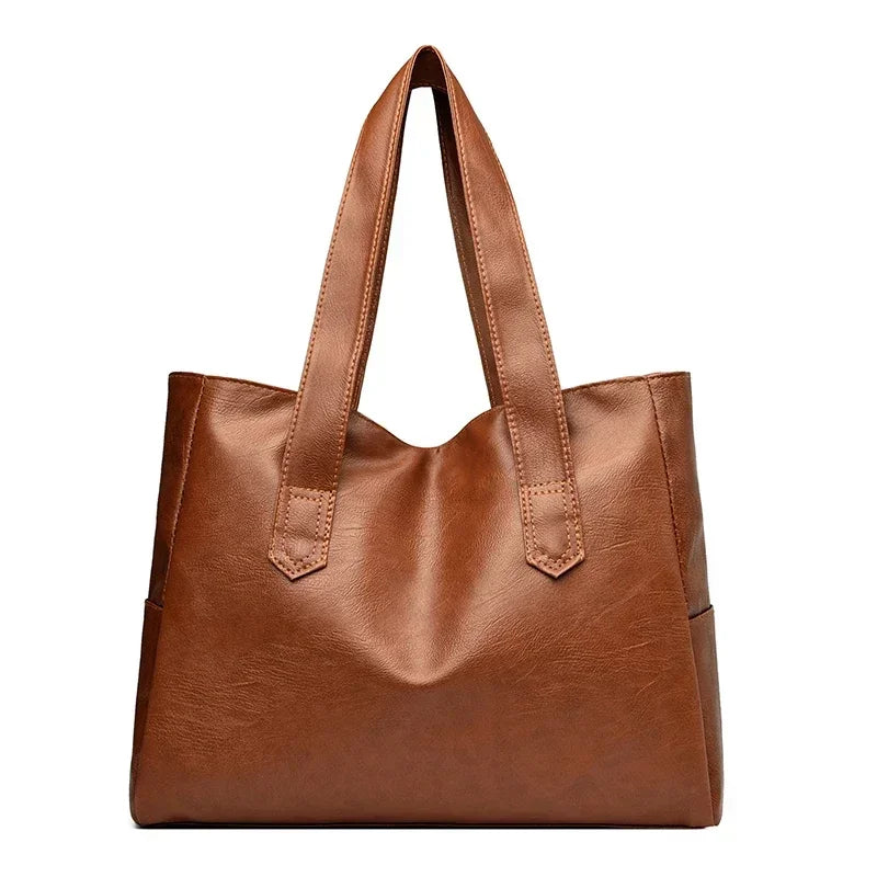 Light Luxury Minimalist Large Capacity Women's Bag 2024 Soft Leather Material Solid Color Women's Shoulder Bag Commuting Handbag