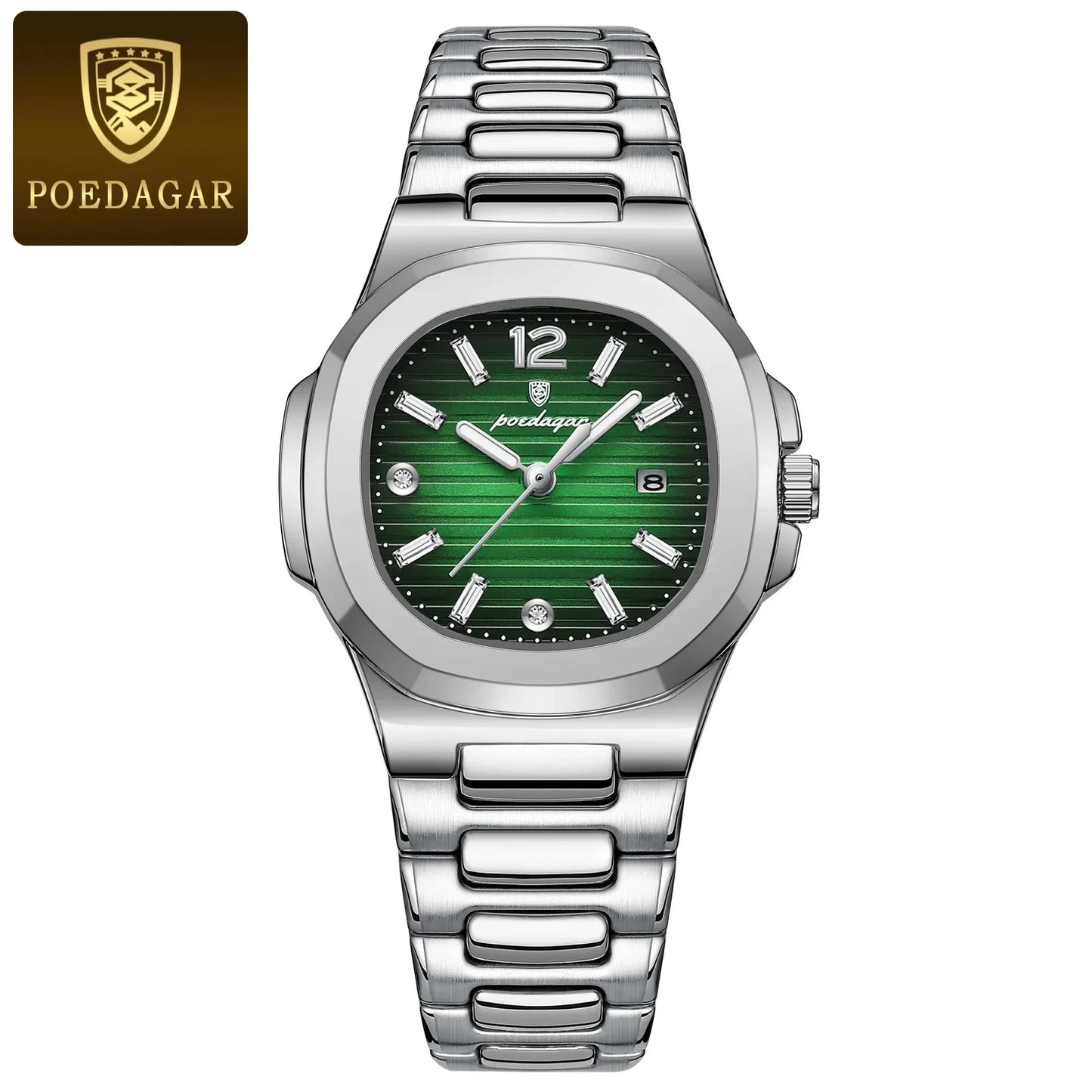 POEDAGAR Luxury Watch For Woman Square Ladies Quartz Watch Luminous Waterproof Date Women's Watches Dress Female Clock reloj+box