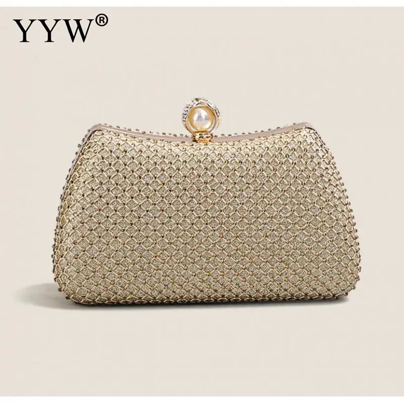 2023 Trend Evening Clutch Bags Women Shinny Clutches Purse Crystal Wedding Chain Shoulder Handbags Golden Moon Luxury Sac A Main