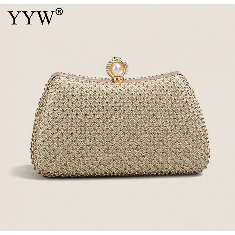 2023 Trend Evening Clutch Bags Women Shinny Clutches Purse Crystal Wedding Chain Shoulder Handbags Golden Moon Luxury Sac A Main - Imbasat