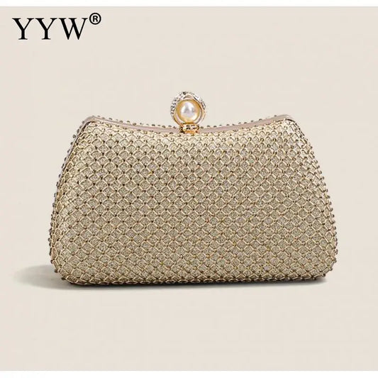 2023 Trend Evening Clutch Bags Women Shinny Clutches Purse Crystal Wedding Chain Shoulder Handbags Golden Moon Luxury Sac A Main