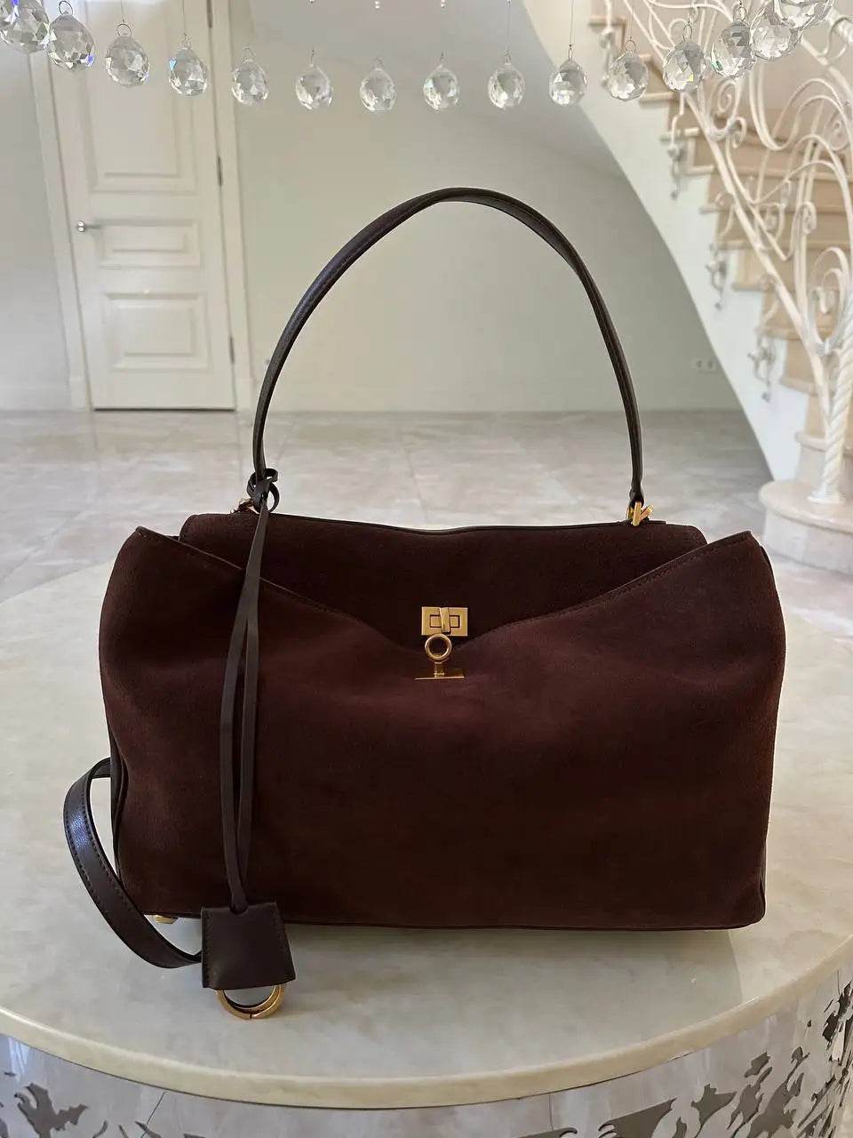 Luxury Brand Rodeo Women Bags Genuine Leather Brown Suede Women Totes Gold Buckle Women Shoulder Bags Fashion Women Handbags - Imbasat