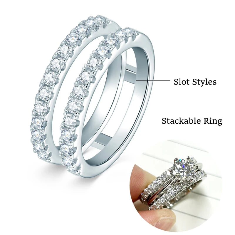 Yellow Gold Plated Rings Real 925 Silver D Color VVS1 Moissanite