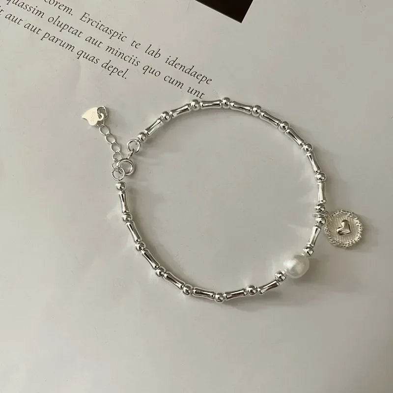 925 Sterling Silver Bracelet Partial Pearls Knots Bracelets for Women Fashion Luxury Design Bead Charm Bracelet Party Jewelry - Imbasat