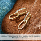 Anziw Paperclip Drop Link Earrings Detachable Hoops Silver 925 Moissanite Huggie Earring