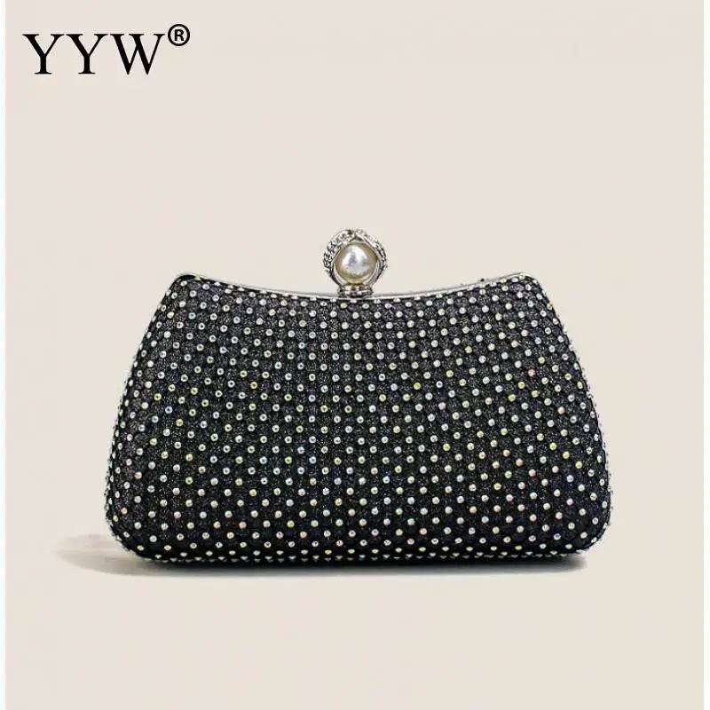 2023 Trend Evening Clutch Bags Women Shinny Clutches Purse Crystal Wedding Chain Shoulder Handbags Golden Moon Luxury Sac A Main - Imbasat