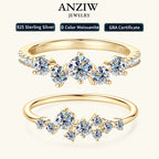 Anziw Real S925 Ring Cluster Moissanite Sterling Silver