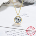 Moissanite Diamond Classic Round Pendant Necklace for Sterling