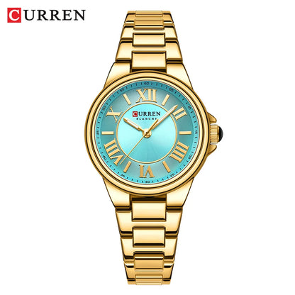 CURREN Romantic Charm Women's Wristwatches Fashion Design Thin Quartz Watch with Luminous Hands Stainless Steel Bracelet