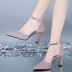 2022 Thick-heeled High-heeled Shoes Female Fairy Wind Summer New All-match Girl Pointed Toe Strap Sandals for Women’s - Imbasat
