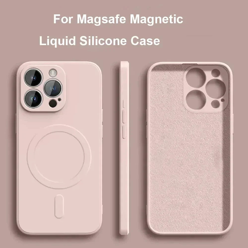 Liquid Silicone iPhone Case Magsafe Magnetic Soft Cover