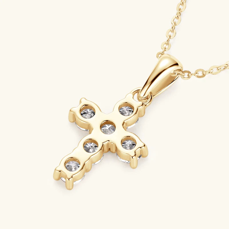 Anziw Classic Charm Cross Pendant Necklace 925 Sterling Silver Moissanite