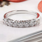 3mm 7 Stones D Color Moissanite Eternity Bands Simply Stackable Silver Sterling