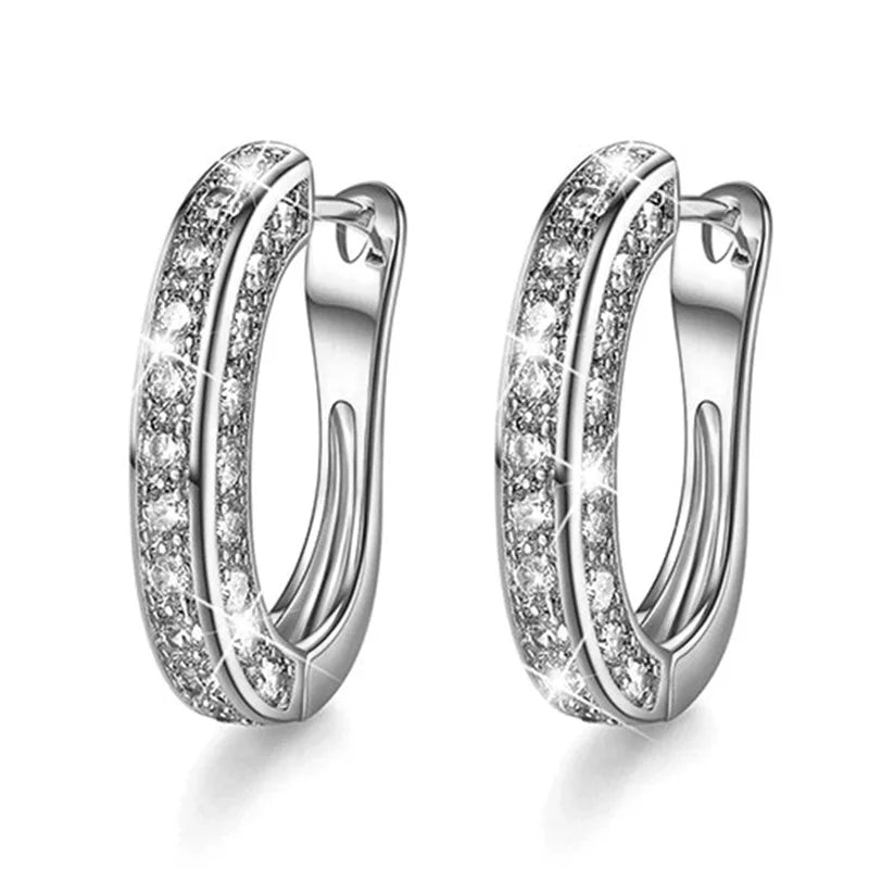 Trendy D Color Moissanite Silver Hoop Earrings Sparkling