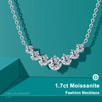 Moissanite Necklace with Certificates 925 Sterling Sliver Plated 18k White Gold