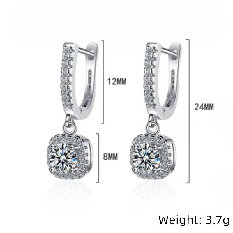 2CT Moissanite Huggie Hoop Earring for Women Lab Created Diamond 925 Sterling Silver Dainty Hoop Dangle Earring Fine Jewelry - Imbasat