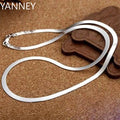 Luxury 925 Silver 4MM chain Necklace for Women Luxury Couple Fine Jewelry Blade Chain wedding gift choker Clavicle - Imbasat