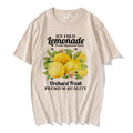 Lemon Print Short Sleeve Crew Neck Casual