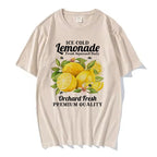 Lemon Print Short Sleeve Crew Neck Casual