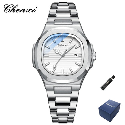 CHENXI 8222 New Ladies Watches Women Fashion Elegant Silver Stainless Steel Party Quartz Wristwatch Watch Gift Relogio Feminino