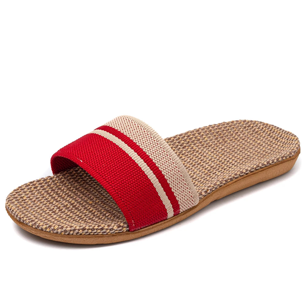 36-45  Flat Sandals Beach Slippers Summer Home Linen Lightweight Eva Non-Slip Slides For Men Women Indoor Outdoor Flip Flops