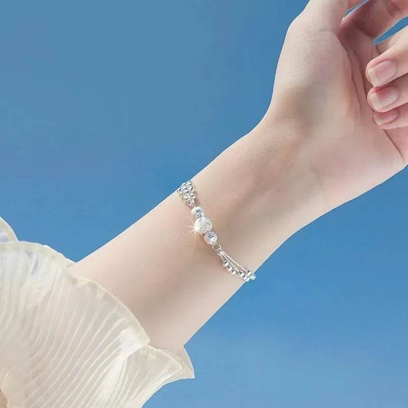 Luxury 925 Sterling Silver Bracelet for Woman Vintage Original Lucky Beads Ball Adjustable Bracelets Designer Jewelery Gifts - Imbasat