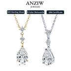 2ct Pear Cut Moissanite Waterdrop 925 Silver Adjustable Chain Necklaces