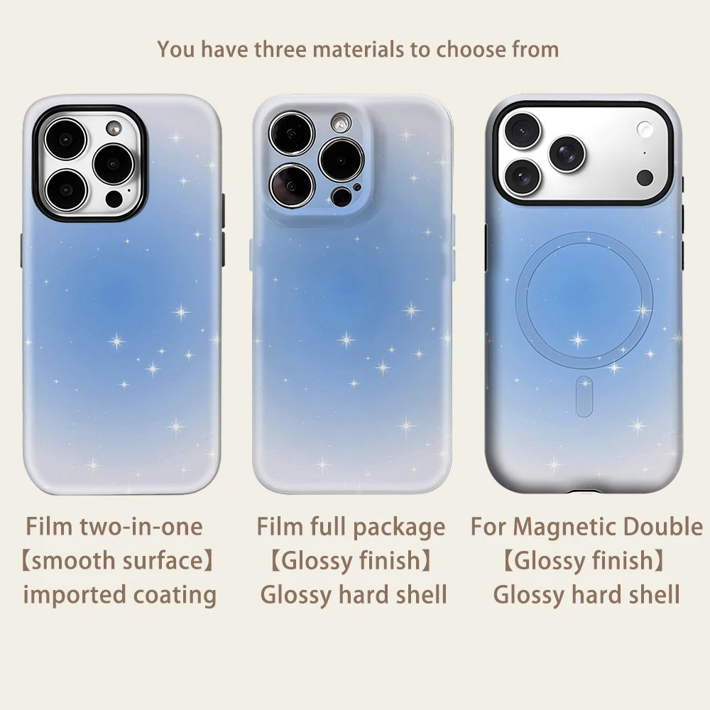 Pale Blue Star Shower iPhone Case Magnetic Tough Double Layer Cover