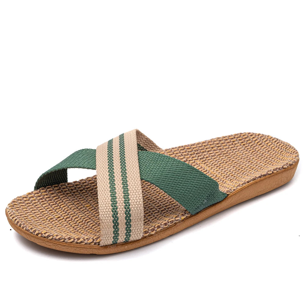 Flat Slippers Linen Lightweight Eva Non-Slip Slides