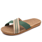 Flat Slippers Linen Lightweight Eva Non-Slip Slides