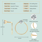 Anziw 925 Silver Circle Piercing Earrings 4mm 0.3ct Moissanite Earring