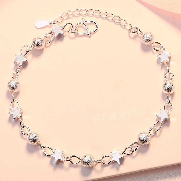 925 Sterling Silver Bracelet Partial Pearls Knots Bracelet for Women Simple Fashion Party Wedding Jewelry Girl Birthday Gifts