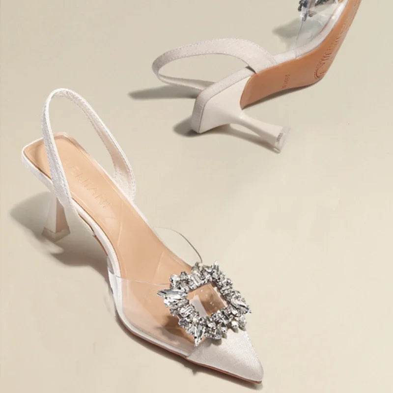Summer New Women Shoes Transparent Slim Heel Toe Sandals Fashion Pointed High Heel Single Shoes for Women Zapatos De Mujer - Imbasat