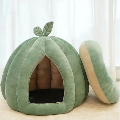 Pumpkin Cat Bed Deep Sleep Comfort In Winter Cat Bed Warm Cat House Enclosed Cat Bed Pets Tent Cozy Cave Nest Indoor Cat Nest