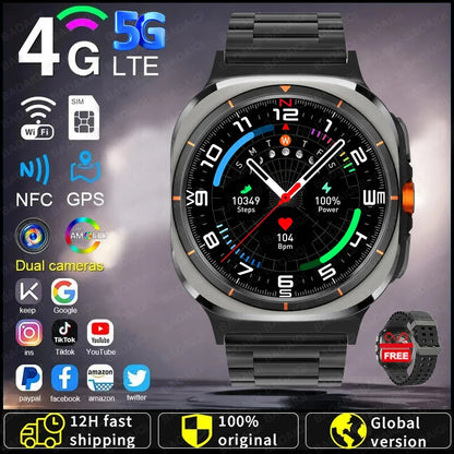 U8 Ultra AMOLED Android 9.0 Smart Watch Men 4G 5G SIM Card WiFi GPS Compass 32GB Smartwatch Rotating Camera Sports Watch 7 Ultra