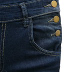 Denim Overalls Jeans Ankle Length Pencil Pants Pockets Holes Solid High Waist