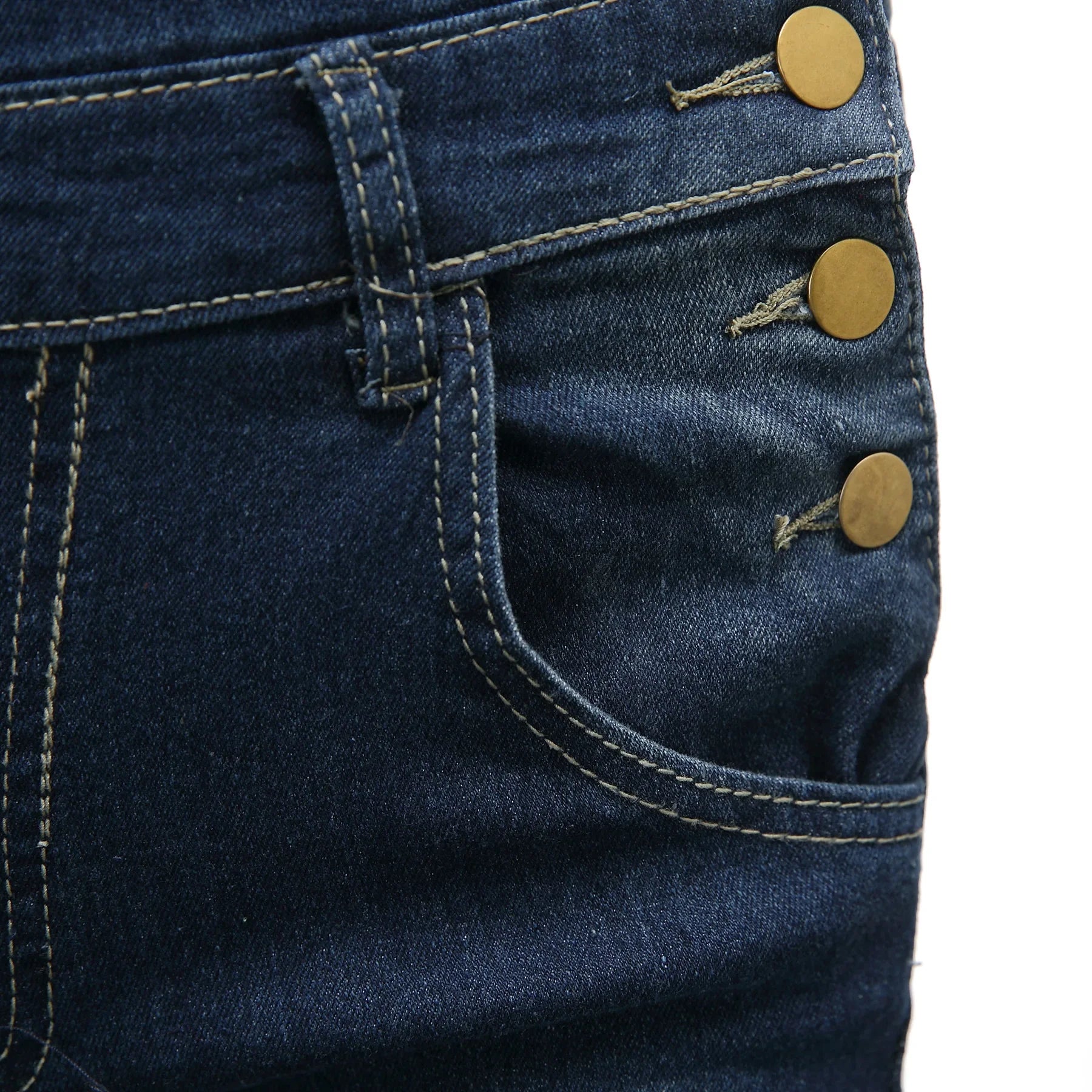 Denim Overalls Jeans Ankle Length Pencil Pants Pockets Holes Solid High Waist