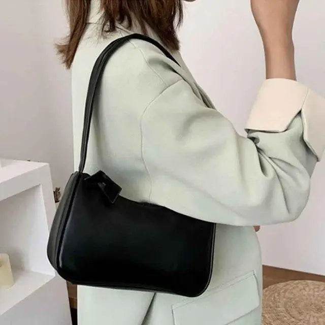 Handle Bag Women Retro Handbag PU Leather Shoulder Totes Underarm Vintage Top Handle Bag Female Small Subaxillary Bags Clutch - Imbasat